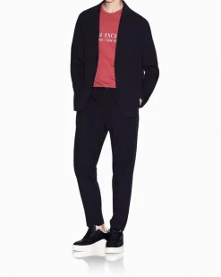 Pantalone chino Armani Exchange blu in tela di misto viscosa e lana stretch