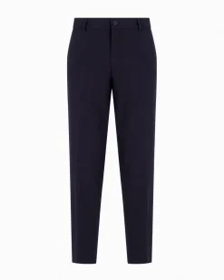 Pantalone chino Armani Exchange blu in tela di misto viscosa e lana stretch