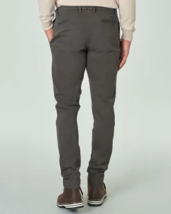 Pantalone chino Ashki.i marrone in tricotina di cotone stretch