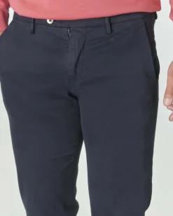 Pantalone chino Michael Coal Brad blu in gabardina di cotone stretch
