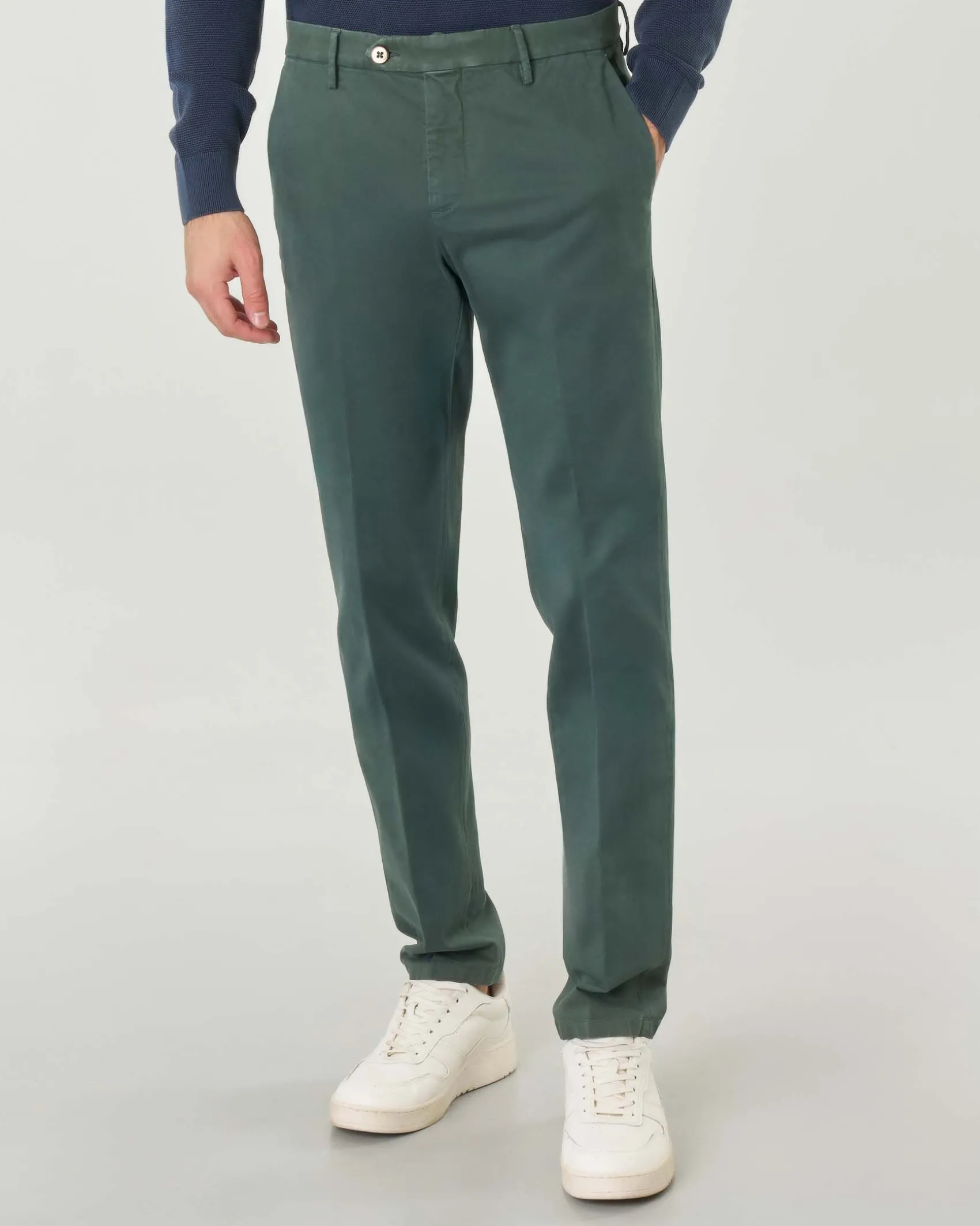 Pantalone chino Michael Coal Brad verde scuro in gabardina di cotone stretch