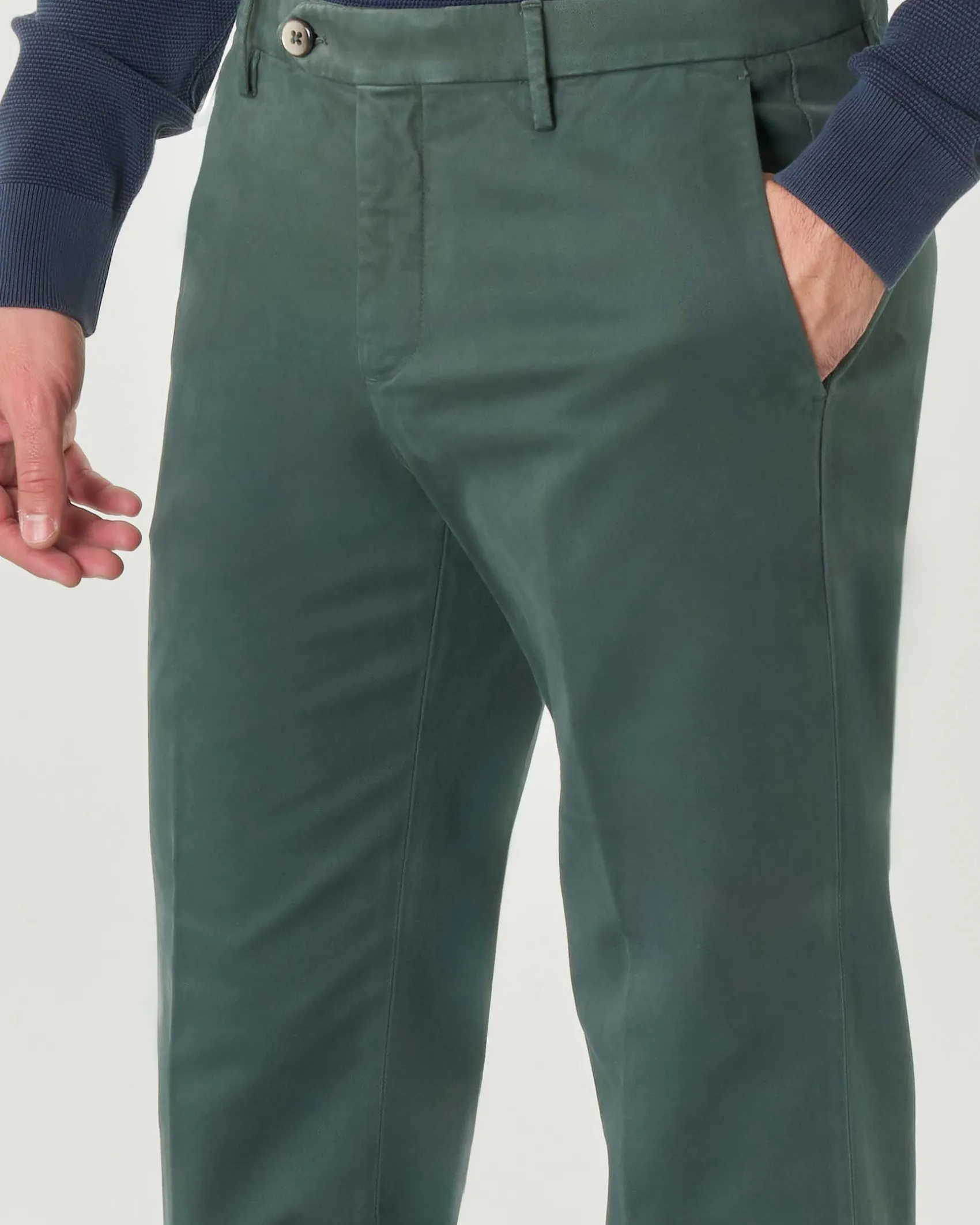 Pantalone chino Michael Coal Brad verde scuro in gabardina di cotone stretch