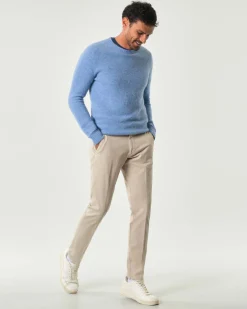 Pantalone chino New Rolf Roy Roger's beige slim-fit in gabardina di cotone stretch
