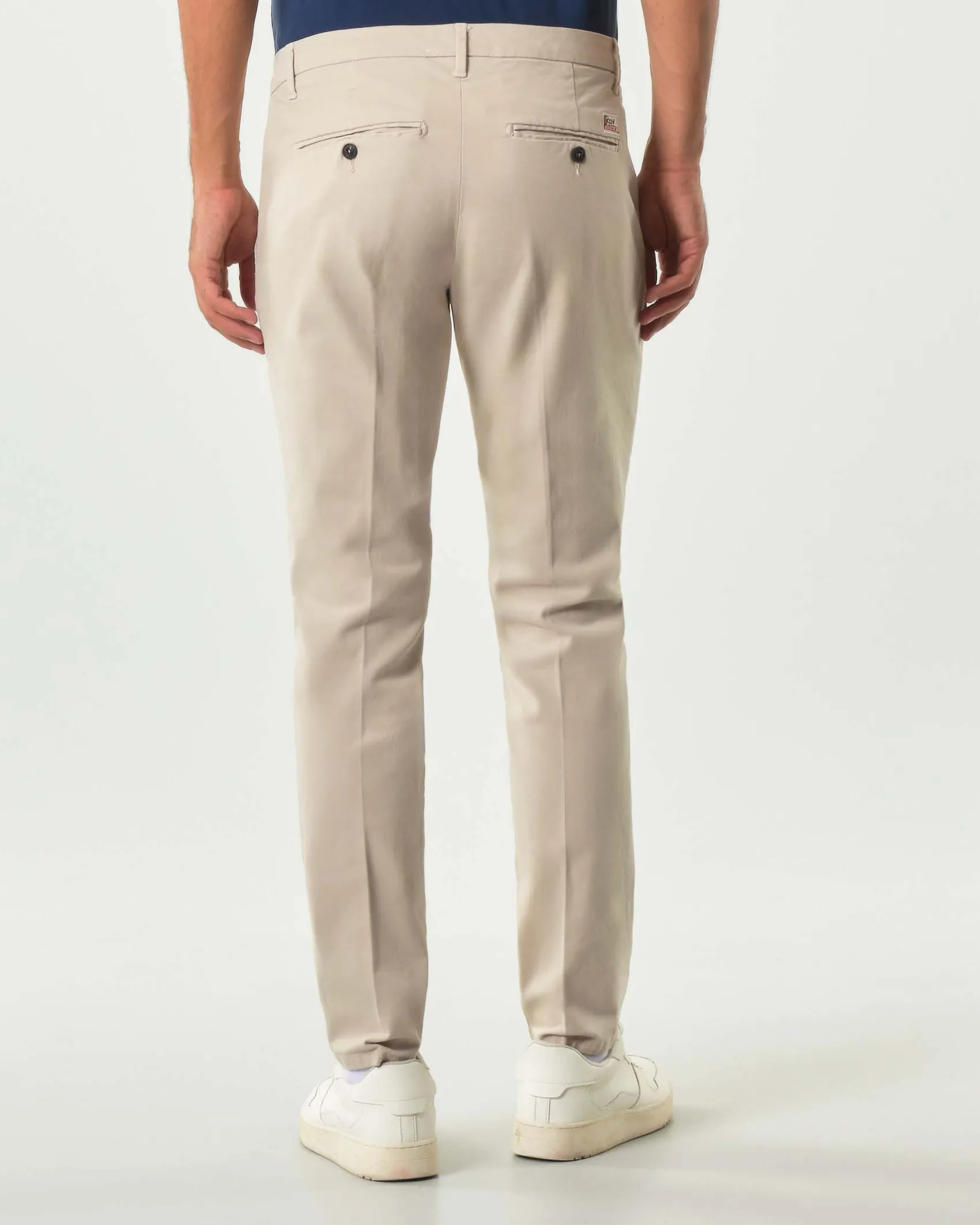 Pantalone chino New Rolf Roy Roger's beige slim-fit in gabardina di cotone stretch