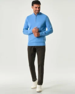 Pantalone chino New Rolf Roy Roger's marrone slim-fit in gabardina di cotone stretch