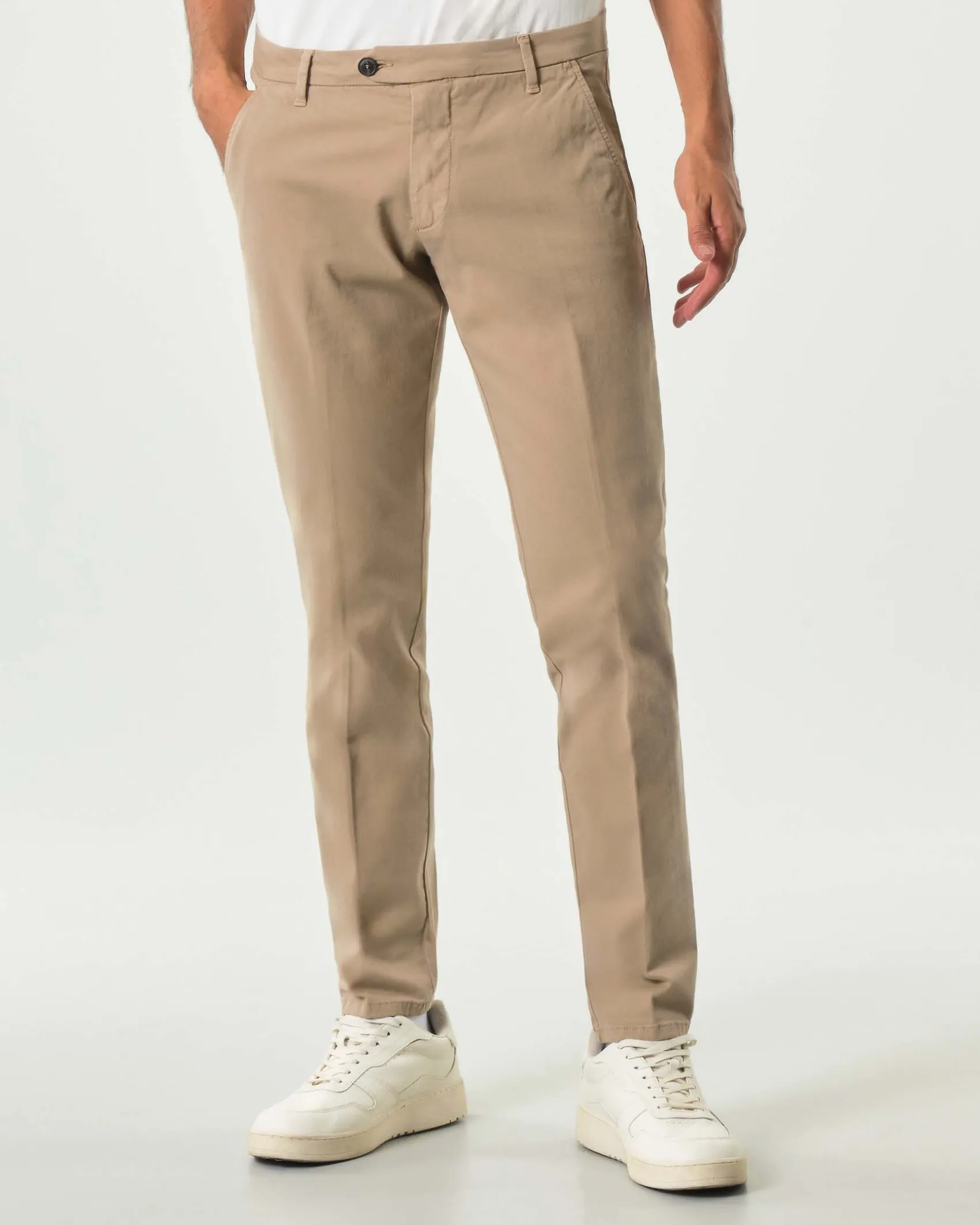Pantalone chino New Rolf Roy Roger's sabbia slim-fit in gabardina di cotone stretch