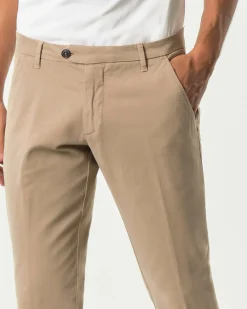 Pantalone chino New Rolf Roy Roger's sabbia slim-fit in gabardina di cotone stretch