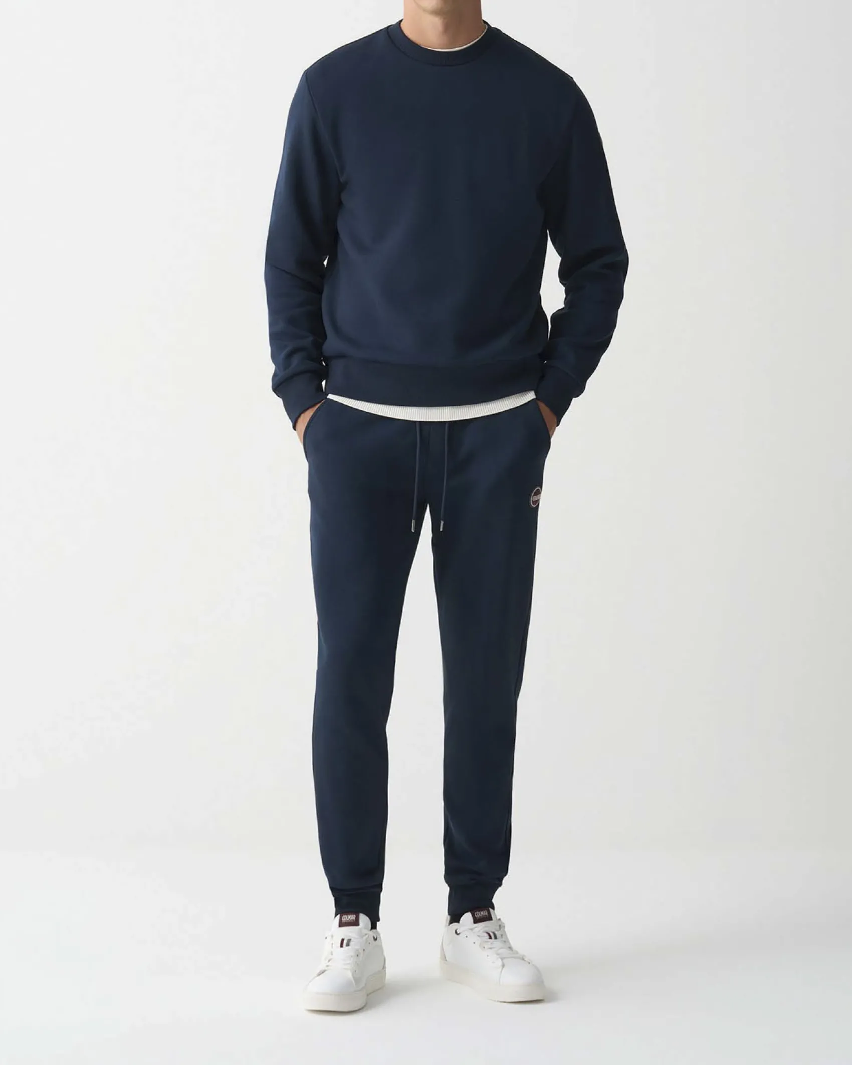 Pantalone Colmar Originals blu in felpa di cotone con logo bollo applicato