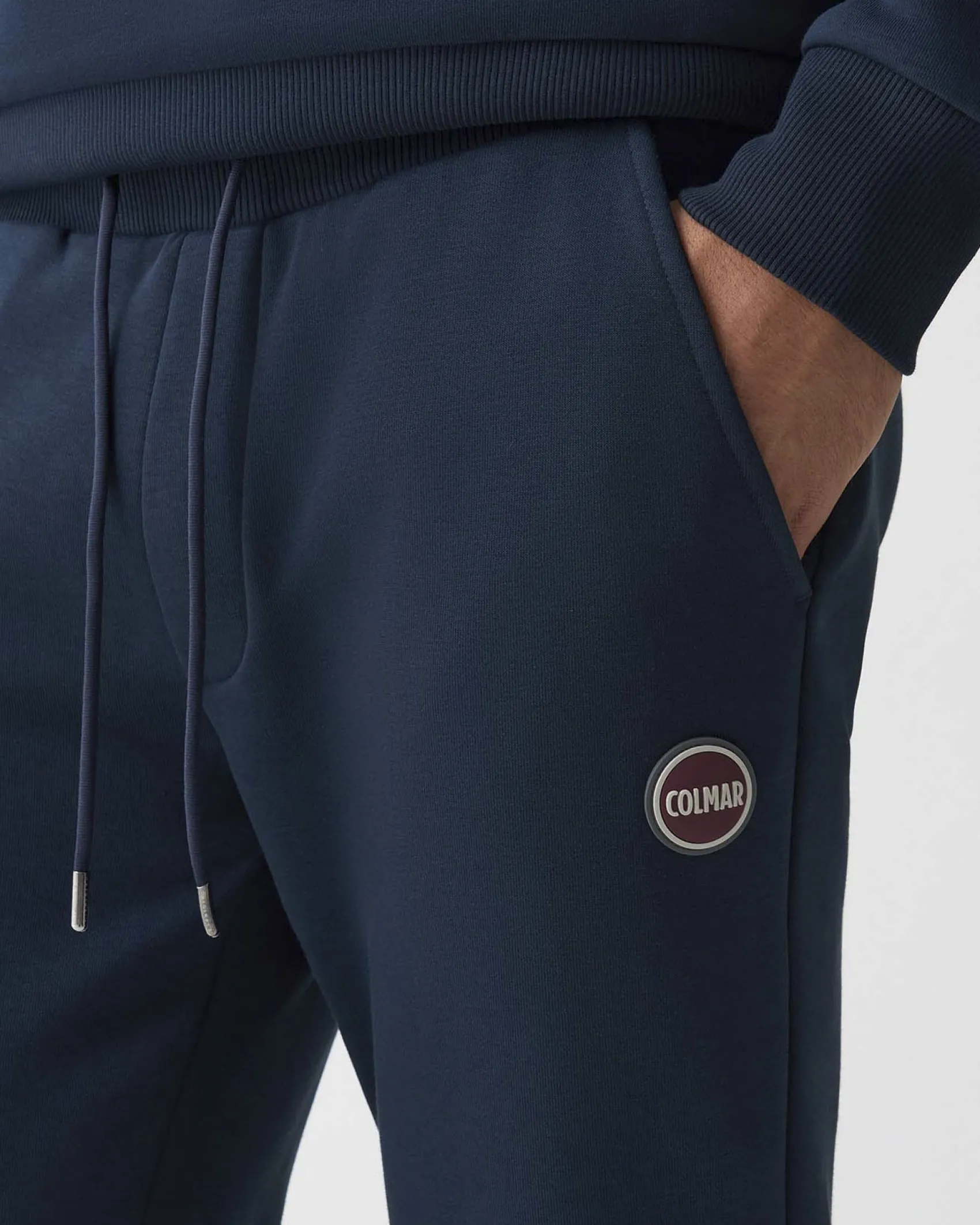 Pantalone Colmar Originals blu in felpa di cotone con logo bollo applicato