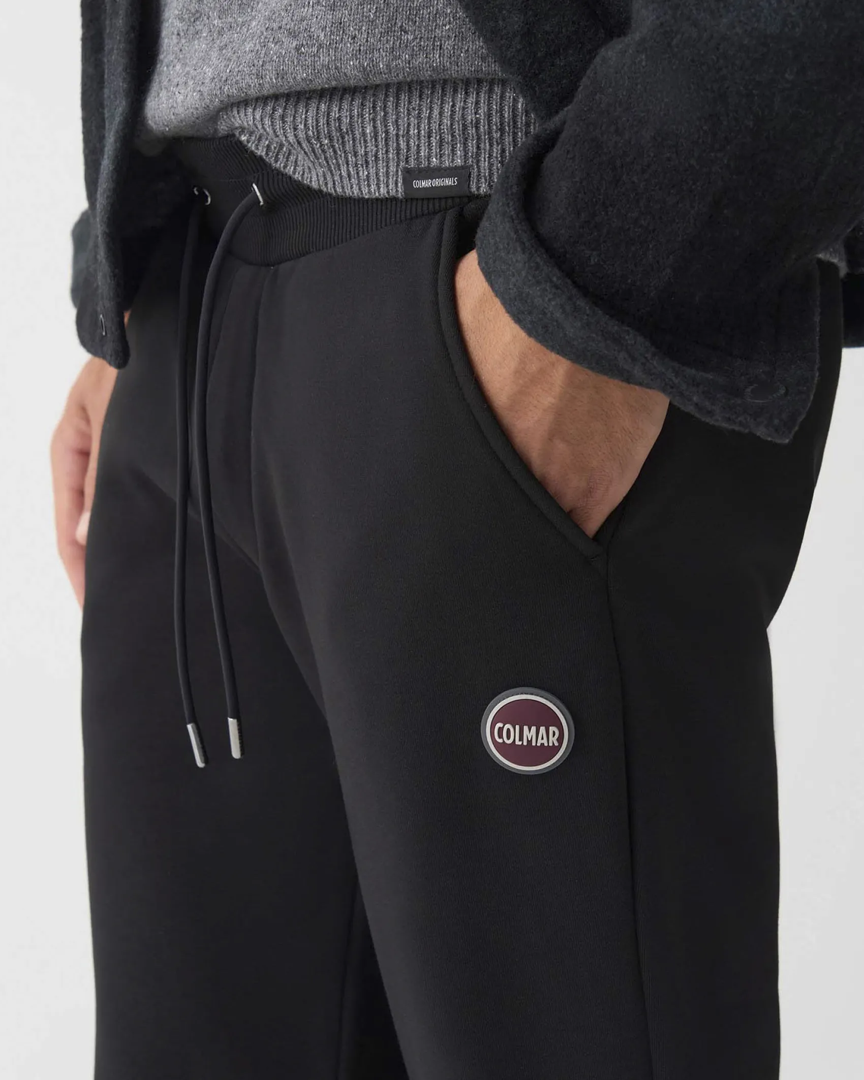 Pantalone Colmar Originals nero in felpa di cotone con logo bollo applicato
