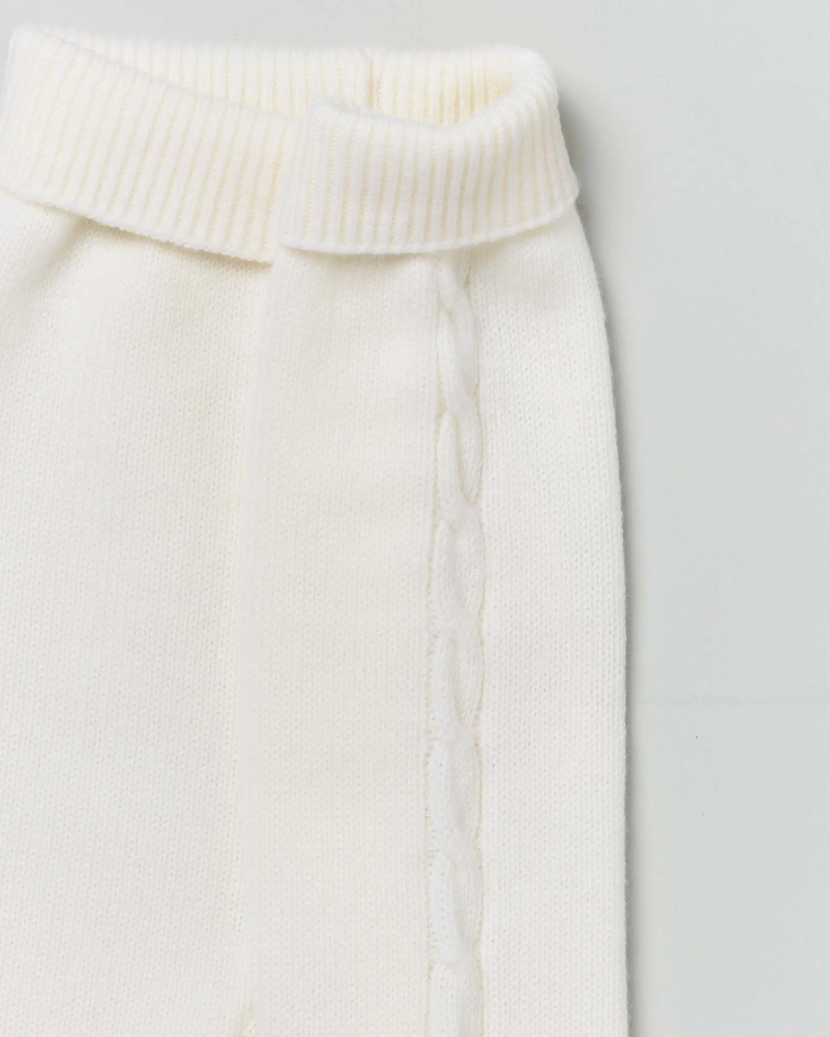 Pantalone color panna in pura lana con tape a trecce