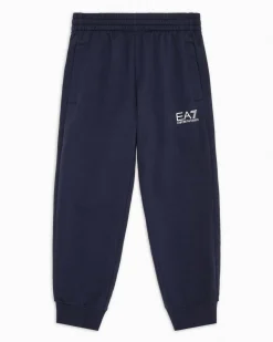 Pantalone EA7 jogger blu in felpa di cotone