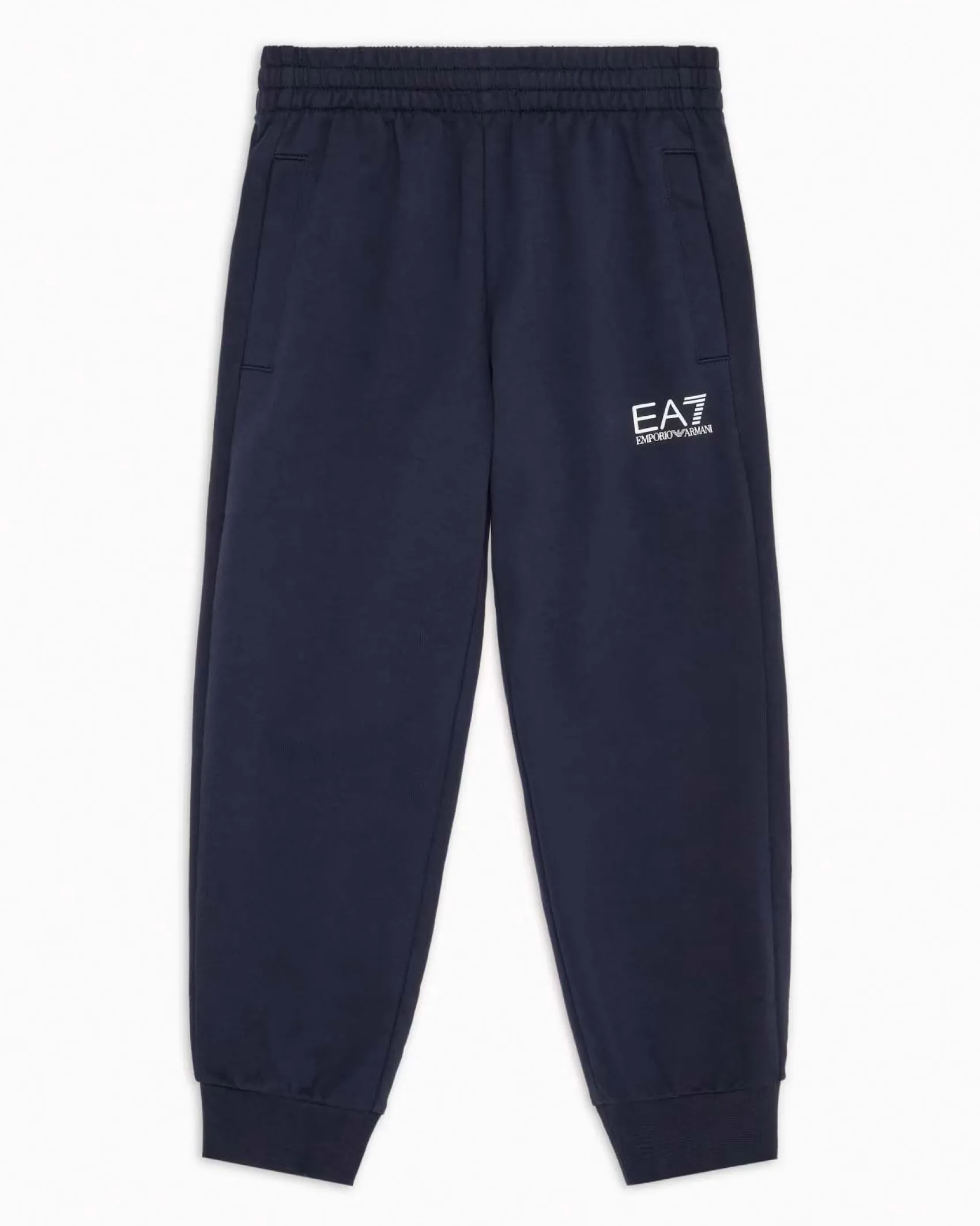 Pantalone EA7 jogger blu in felpa di cotone