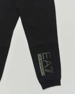 Pantalone EA7 jogger nero con logo verde ed interno garzato