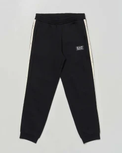 Pantalone EA7 jogger nero con bande bianche ed interno felpato