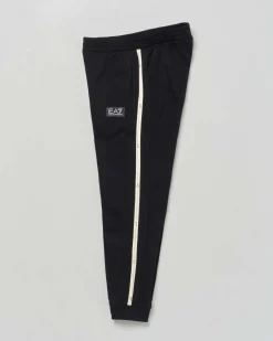 Pantalone EA7 jogger nero con bande bianche ed interno felpato