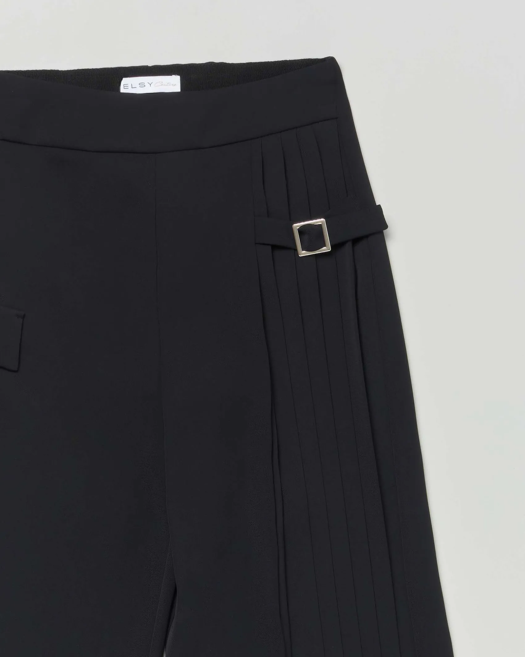 Pantalone Elsy nero a palazzo con plissè