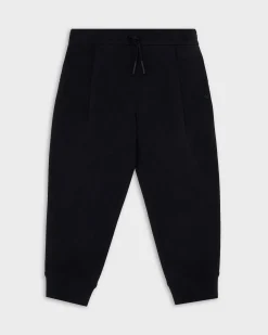 Pantalone Emporio Armani jogger blu in felpa stretch con pinces 10-16 anni