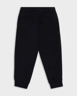 Pantalone Emporio Armani jogger blu in felpa stretch con pinces 10-16 anni