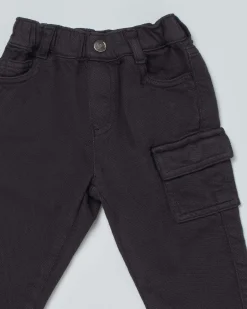 Pantalone Emporio Armani blu in bull di cotone con tascone applicato