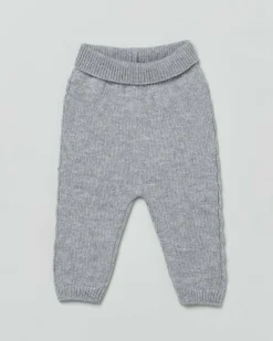 Pantalone grigio in pura lana con tape a trecce