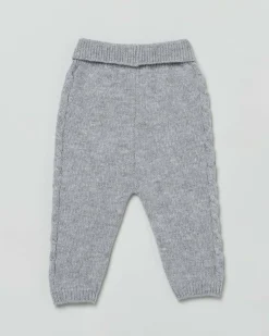 Pantalone grigio in pura lana con tape a trecce