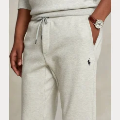 Pantalone grigio melange in felpa con logo pony piccolo sul fianco