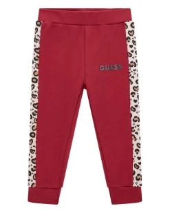 Pantalone Guess rosso in puro cotone con bande animalier
