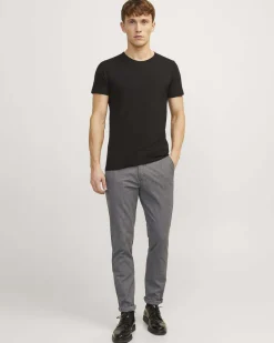 Pantalone Jack & Jones chino slim-fit grigio in tessuto armaturato di cotone stretch