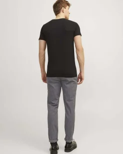 Pantalone Jack & Jones chino slim-fit grigio in tessuto armaturato di cotone stretch