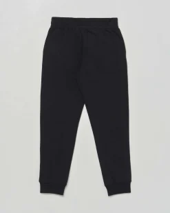 Pantalone jogger EA7 nero in cotone stretch con logo monocrom bianco