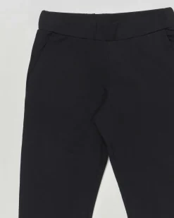 Pantalone jogger EA7 nero in cotone stretch con logo monocrom color oro