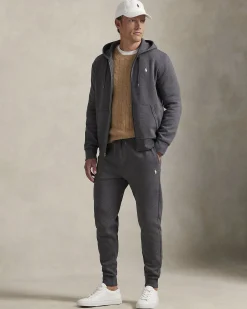Pantalone jogger Polo Ralph Lauren grigio antracite in felpa con logo pony piccolo sul fianco