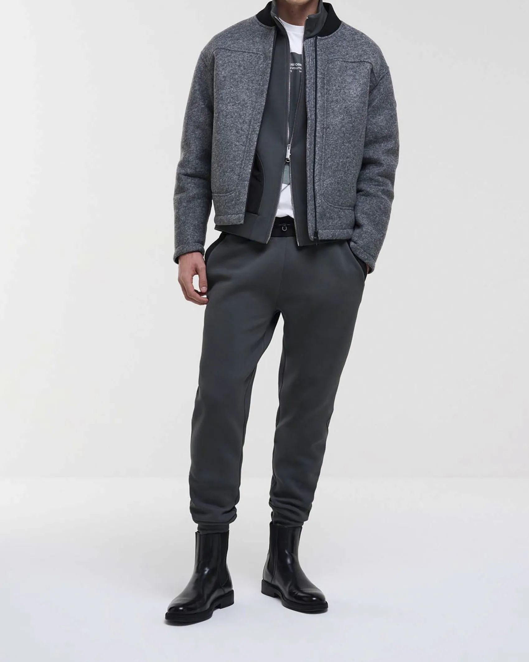 Pantalone joggers Colmar Originals grigio antracite in felpa con inserti in nylon