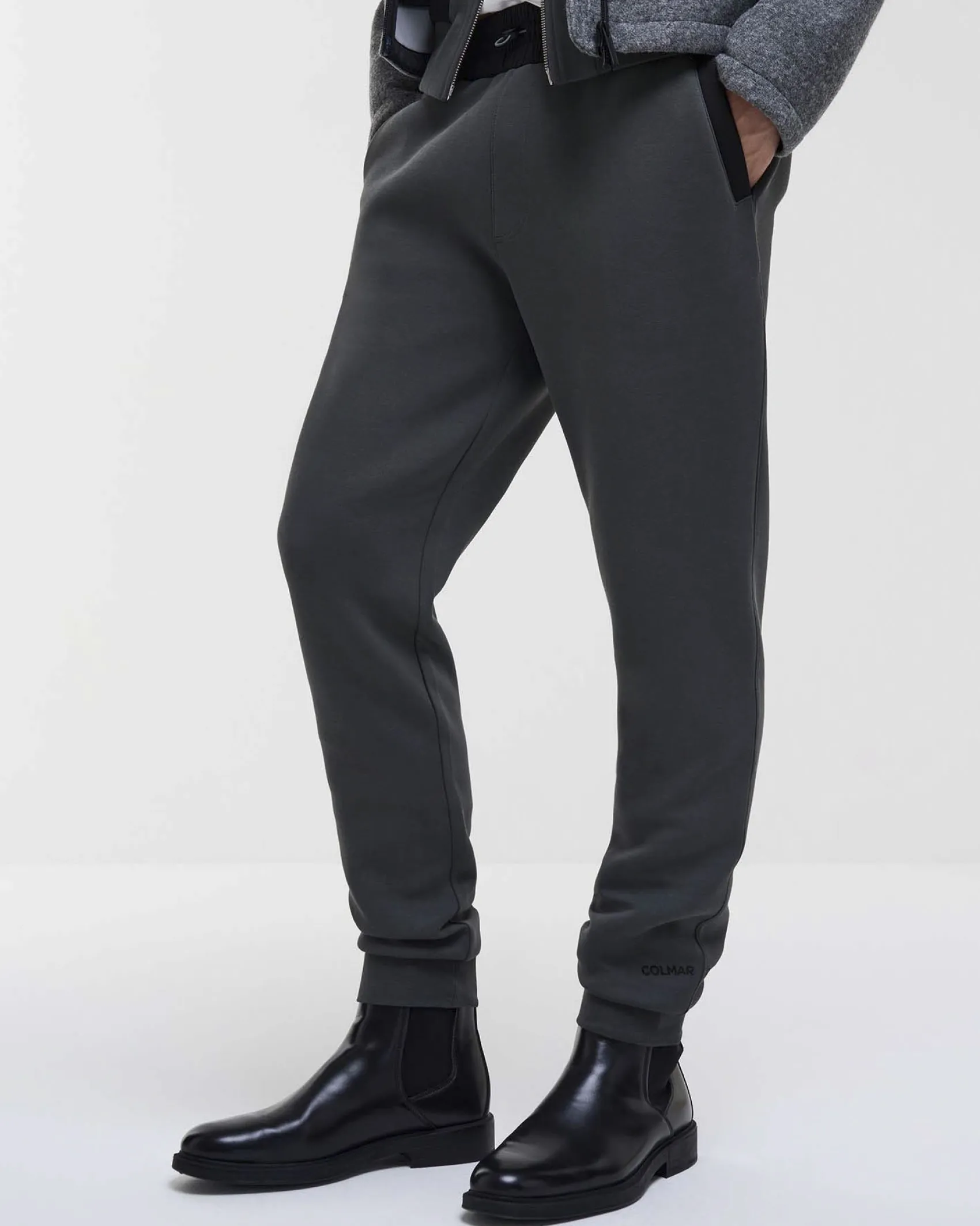Pantalone joggers Colmar Originals grigio antracite in felpa con inserti in nylon