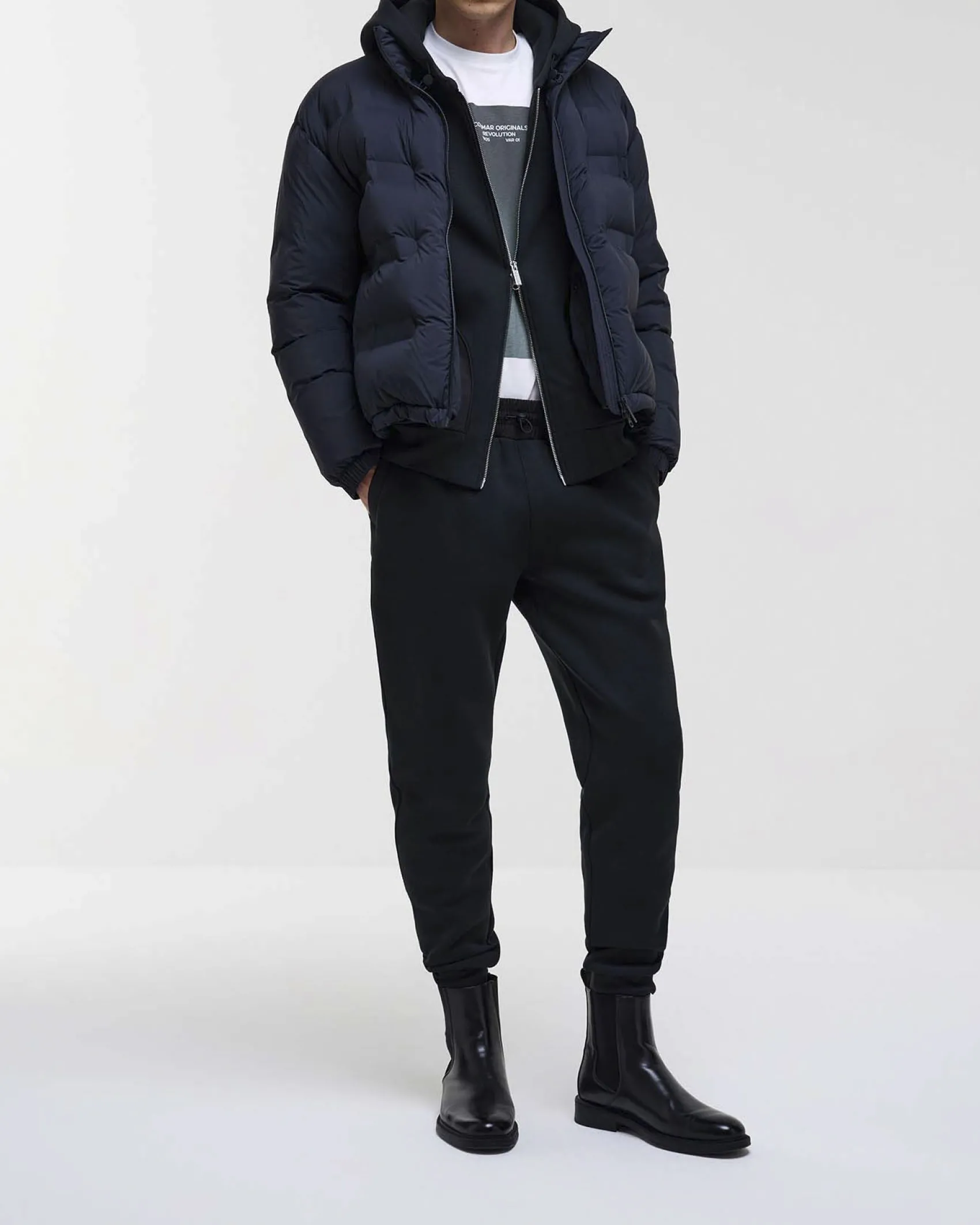 Pantalone joggers Colmar Originals nero in felpa con inserti in nylon