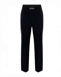 Pantalone Kocca nero in crêpe con catena gioiello