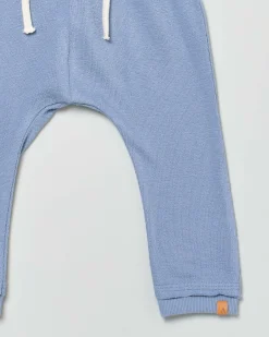 Pantalone Lil'Atelier color avio in felpa di puro cotone con cavallo basso