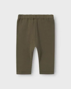 Pantalone Lil'Atelier verde militare in misto cotone con coulisse