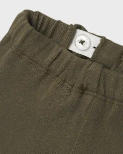 Pantalone Lil'Atelier verde militare in misto cotone con coulisse