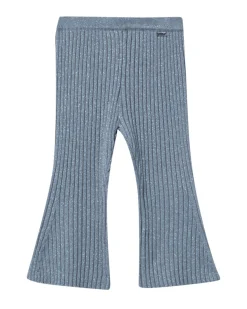 Pantalone Liu Jo flare grigio in misto lana a costine glitterato