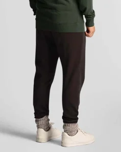 Pantalone Lyle & Scott nero in felpa di cotone con coulisse in vita e logo aquila sul fianco
