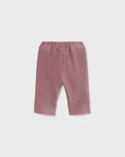 Pantalone Mayoral rosa in velluto a costine con fiocco