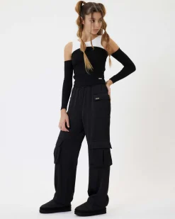 Pantalone Monnalisa cargo nero in raso