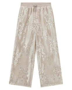 Pantalone palazzo Guess con paillettes rosa cipria
