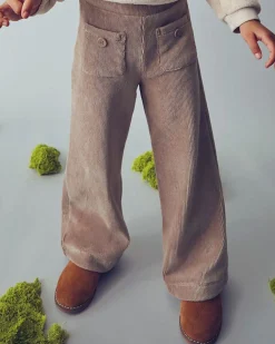 Pantalone palazzo Mayoral in velluto taupe a costine con tasche