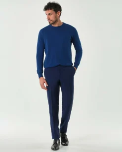 Pantalone Pellizzari drop7 blu indaco in tela Marzotto di pura lana