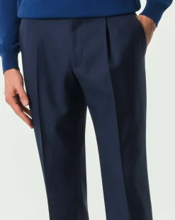 Pantalone Pellizzari drop7 blu in tela di pura lana con una pinces