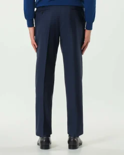 Pantalone Pellizzari drop6 blu in tela di pura lana con una pinces
