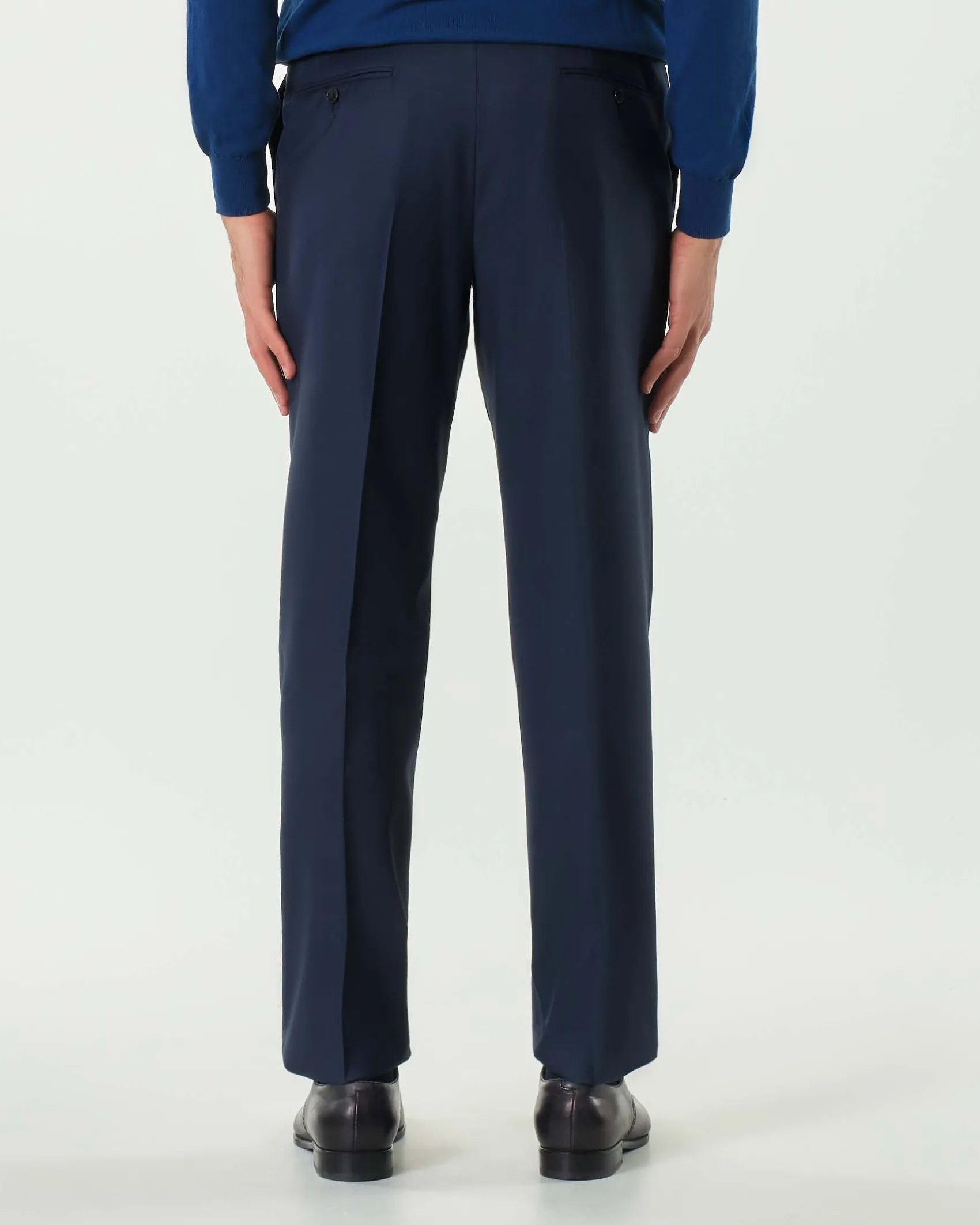 Pantalone Pellizzari drop6 blu in tela di pura lana con una pinces